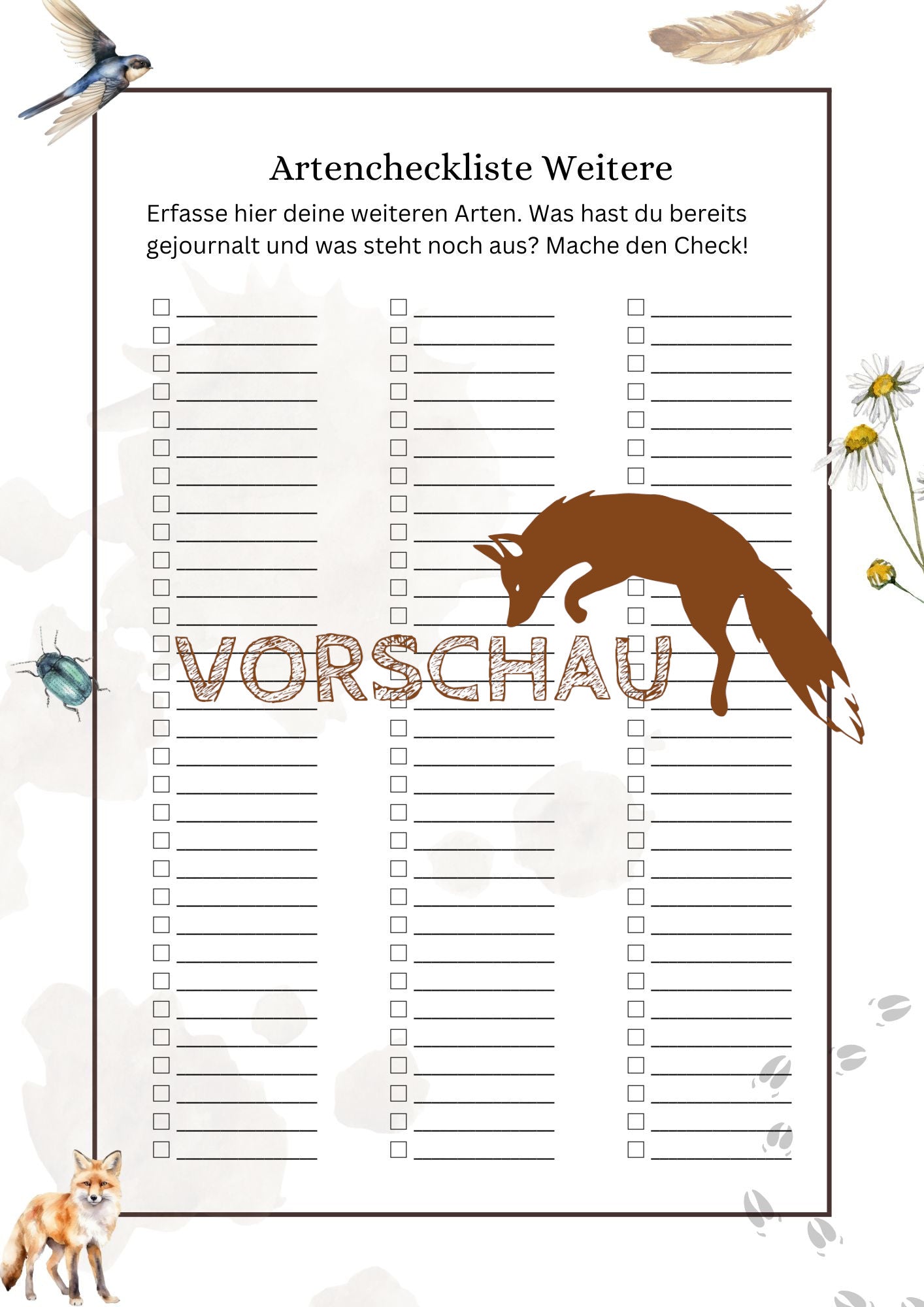 Nature Journal Printable Naturtagebuch druckbar
