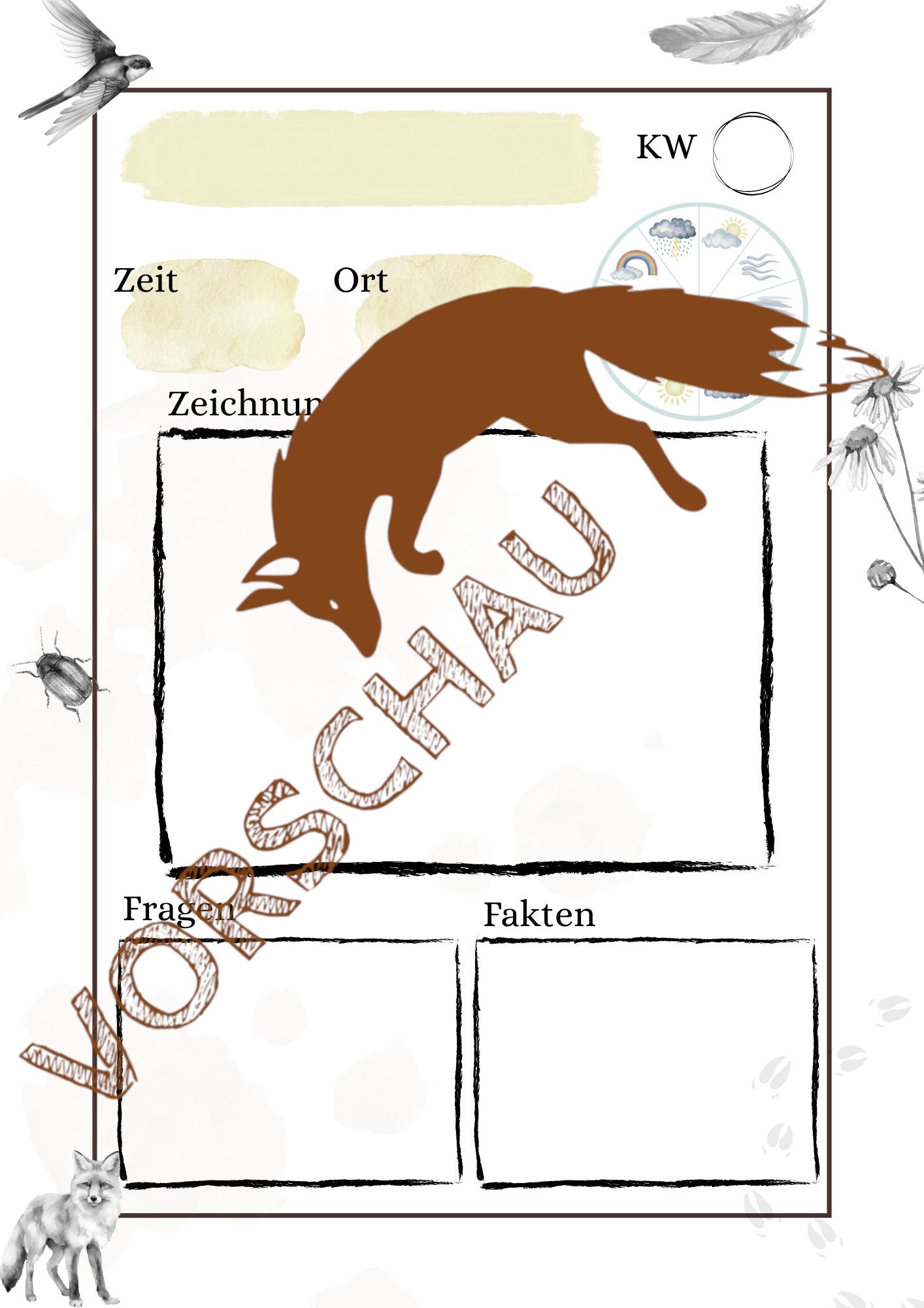 Nature Journal Printable Naturtagebuch druckbar